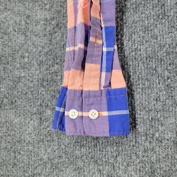 Express Button Shirt Men's Medium Blue Plaid Long Sleeve Single Pocket Adult M - Picture 10 of 16